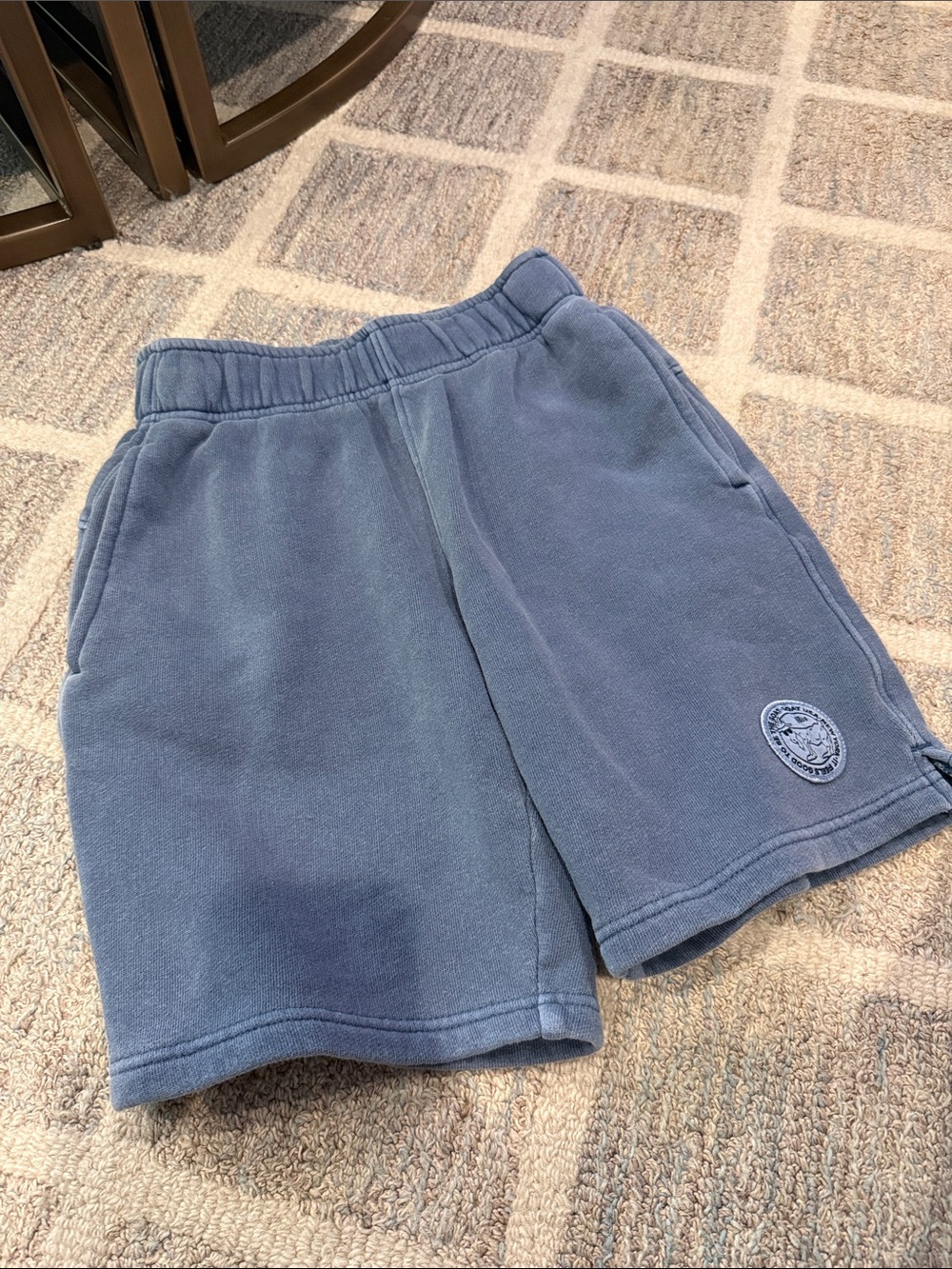 Kids Fleece Drawstring Shorts in Slate Blue